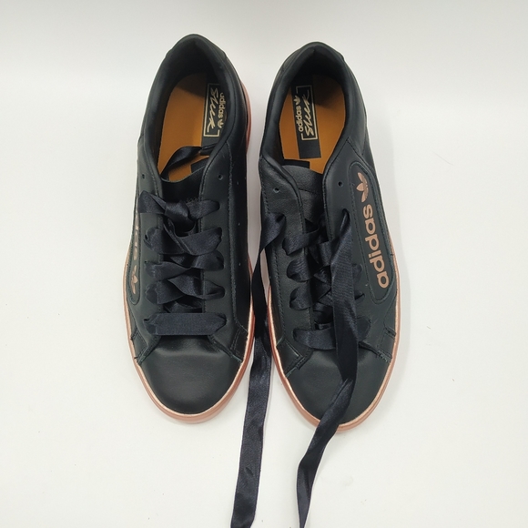 Adidas women Sleek Sneakers Black Rose Gold Copper Women's